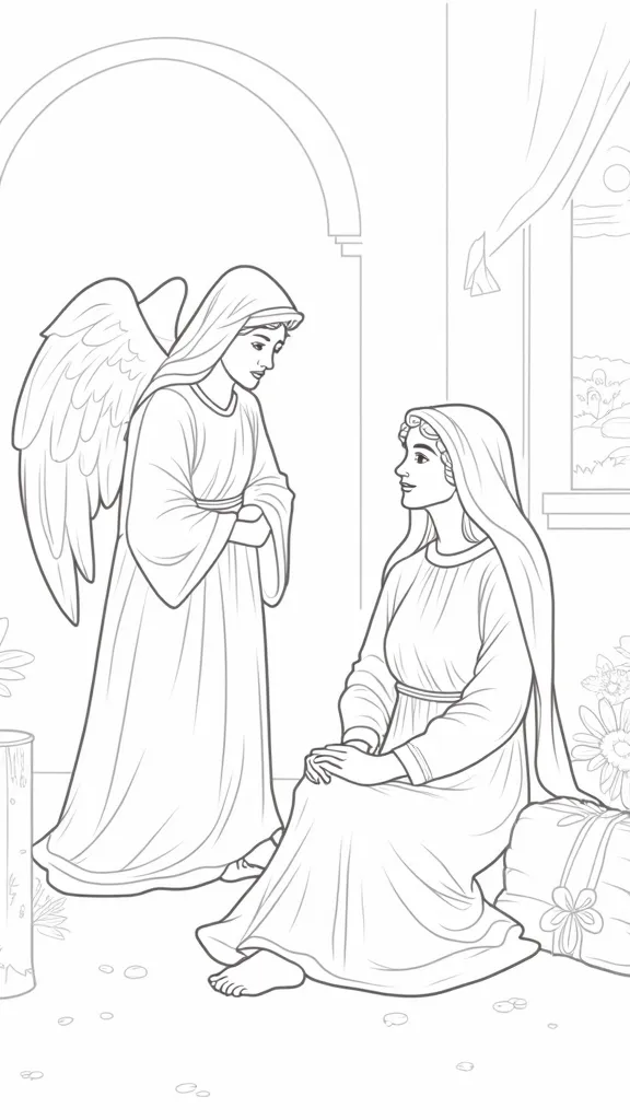 angel visits mary coloring page